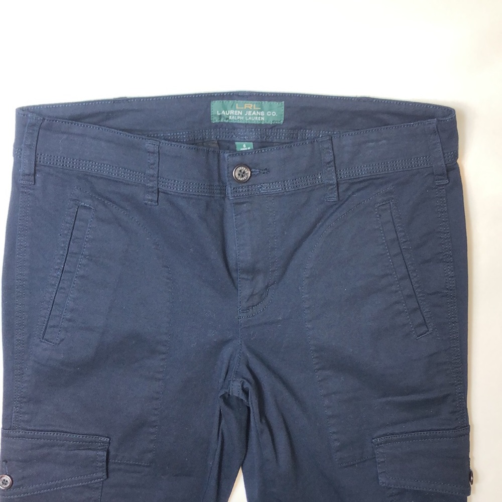 LRL Lauren Ralph Lauren Navy Blue Cotton Cargo Pants Inseam 30”